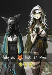  animal_ears fox_ears hoshimi_miyabi long_hair multiple_girls why_dis_ninja_look_so_mad_(meme) yi_xuan_(zenless_zone_zero) yixuan_(zenless_zone_zero) zenless_zone_zero 