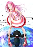  absurdres anemone character_request dress earth eureka_7_(series) eureka_seven eureka_seven_(series) grin hair_ornament hairclip hand_on_hip highres hips long_hair pigeon-toed pink_eyes pink_hair reio_(reio_reio) reio_reio smile solo theend 