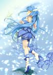  aoki_reika blue_hair blush boots closed_eyes cure_beauty eyes_closed hair_tubes head_wings highres kneepits kotobamaru long_hair magical_girl payot precure shorts_under_skirt skirt smile_precure! solo wrist_cuffs 