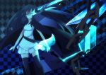  black_rock_shooter black_rock_shooter_(character) bloodcatblack cape long_hair sword thigh-highs twintails weapon 
