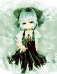  blue_eyes blue_hair cirno dress hal360 ice ice_wings ribbon solo touhou wings 