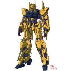  2025 absurdres aeug alternate_universe colored_lineart commentary_request dated english_commentary gundam gundam_gquuuuuux highres hyaku_shiki machinery mecha mecha_focus mobile_suit no_humans original pravin_rao_santheran radio_antenna red_eyes redesign robot science_fiction signature yamashita_ikuto_(style) zeta_gundam 