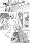  1girl aquarion_(series) aquarion_evol blush comic cosplay doll dress gloves hair_ornament hug jin_muso jin_musou monochrome satomi_(n-s_freedom) short_hair stuffed_animal stuffed_toy tama_(aquarion) translated translation_request yunoha_thrul 