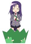  closed_eyes eyes_closed goshiki_agiri jam0601 kill_me_baby long_hair necktie open_mouth purple_hair school_uniform scroll skirt smile solo 