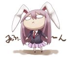  :x animal_ears bunny_ears chibi crescent hal360 long_hair necktie o_o purple_hair reisen_udongein_inaba skirt solo touhou translation_request 