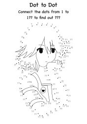  1other androgynous bare_shoulders benny_(len&#039;en) brooch closed_mouth connect_the_dots cropped_torso english_text expressionless eye_brooch eye_of_senri greyscale hair_between_eyes hand_on_own_cheek hand_on_own_face highres jacket jewelry kuzu_suzumi len&#039;en lineart looking_ahead merry_765 monochrome open_clothes open_jacket other_focus shirt short_hair simple_background sleeveless sleeveless_jacket sleeveless_shirt solo white_background 