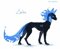  blue_fire chinese_commentary commentary_request fiery_tail fire flaming_head full_body luli_(crocowolf333) monster no_humans original ripples simple_background skeletal_tail skull_head standing tail white_background 