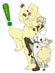  gintama jaguchi_(bbbing) parody polar_bear sakata_gintoki sheep short_hair silver_hair white_hair yotsubato! yotsubato!_pose 