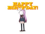  animal_ears black_legwear blazer bunny_ears cake english food food_on_clothes food_on_face fruit happy_birthday in_the_face lie-lilac long_hair long_sleeves necktie pie_in_face purple_hair reisen_udongein_inaba shoes skirt solo strawberry thigh-highs thighhighs touhou white_background zettai_ryouiki 