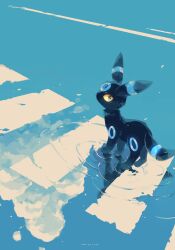  alternate_color animal_focus black_fur closed_eyes colored_sclera crosswalk highres looking_at_viewer merino_(merino_9999) no_humans pokemon pokemon_(creature) pokemon_focus ripples shiny_pokemon solo tail umbreon water yellow_sclera 