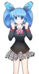  blue_hair cosmic_break cosplay kiriya_naoki lily_rain little_busters!! plain_background ribbon school_uniform simple_background 