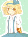  alice_margatroid alice_margatroid_(pc-98) arms_behind_back blonde_hair blush hairband moonless-night solo suspenders touhou touhou_(pc-98) yellow_eyes 