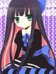  blush dress flat_chest goth green_eyes long_hair multicolored_hair panty_&amp;_stocking_with_garterbelt solo stocking_(character) stocking_(psg) striped striped_legwear thighhighs two-tone_hair very_long_hair yumemomosaka 