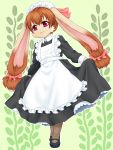  animal_ears apron brown_hair bunny_ears copyright_request curtsey furry joka_(hiwai) maid maid_headdress mary_janes pantyhose red_eyes shoes short_hair solo 