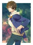  banagher_links brown_eyes brown_hair gundam gundam_unicorn hoodie jacket male poni_otto short_hair solo 