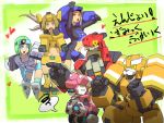  bike_shorts blue_eyes brown_hair cosmic_break destructor_girl dranken_(character) gaijin_4koma green_hair grey_hair headgear heart icy_(character) lios_(character) mecha mecha_jetter_girl multiple_girls odekoh plain_background red_eyes simple_background text thigh-highs thighhighs yellow_eyes zero_saber_girl 