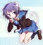  cardigan cat_ears grey_hair nagato_yuki paw_pose red_eyes school_uniform serafuku short_hair suika-tk suzumiya_haruhi_no_yuuutsu 