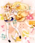  bad_id blonde_hair blush boots cardigan closed_eyes cure_peace dress dual_persona eyes_closed kise_yayoi kneehighs loafers long_hair magical_girl orange_eyes patatata precure shoes short_hair skirt smile_precure! tears yellow_dress 