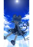  :d ^_^ absurdres animal_ears basket closed_eyes cloud dowsing_rod error eyes_closed flying grey_hair highres iris_anemone jeweled_pagoda jewelry mouse mouse_ears mouse_tail nazrin open_mouth pendant shoes skirt skirt_set sky smile solo sun tail touhou 
