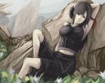  breasts brown_hair final_fantasy final_fantasy_vii final_fantasy_vii_advent_children gloves large_breasts long_hair midriff nature ripu_(vincecarter) sitting smile tifa_lockhart 