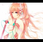  alternate_color alternate_hair_color bust cherry_blossoms detached_sleeves flower hair_flower hair_ornament hatsune_miku headset kyama letterboxed long_hair microphone nail_polish object_namesake pink_eyes pink_hair sakura_miku smile solo twintails vocaloid 