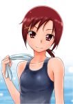  bare_shoulders bust collarbone eyelashes hino_akane looking_at_viewer one-piece_swimsuit precure red_eyes red_hair redhead school_swimsuit smile smile_precure! solo suzushiro_nazuna swimsuit towel 