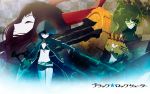  black_gold_saw black_hair black_rock_shooter black_rock_shooter_(character) blonde_hair blue_eyes cannon chariot_(black_rock_shooter) crown dead_master glasses green_eyes kuroi_mato red_eyes red_hair strength sword takanashi_yomi weapon yellow_eyes 