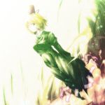  dress futatsuki_hisame green_dress green_eyes green_hair hat ofuda short_hair soga_no_tojiko solo tate_eboshi touhou 