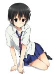  black_hair brown_eyes crossdressinging danshi_koukousei_no_nichijou maruki_(punchiki) necktie punchiki school_uniform short_hair skirt striped striped_necktie striped_tie tadakuni trap 