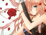  akitsuki_(akiduko) dress flower flowers guitar instrument megurine_luka petals vocaloid 