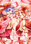  2girls bat_wings blonde_hair blue_hair bow candy cooking flandre_scarlet hat hat_bow multiple_girls oshio_(dayo) red_eyes remilia_scarlet siblings side_ponytail sisters thigh_strap touhou wings 