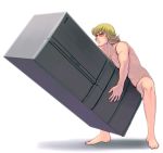  bad_anatomy bad_id barnaby_brooks_jr blonde_hair carrying commentary_request glasses male masao nude refrigerator short_hair solo tiger_&amp;_bunny what 