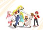  ahoge alicia_testarossa animal_ears arf belt blonde_hair blue_eyes bow brown_hair caro_ru_lushe closed_eyes copymahou_shoujo_lyrical_nanoha_strikers dress erio_mondial eyes_closed fate_testarossa grin hair_bow hair_ornament hair_ribbon hajiro long_hair lyrical_nanoha mahou_shoujo_lyrical_nanoha mahou_shoujo_lyrical_nanoha_strikers open_mouth orange_hair pink_hair red_eyes red_hair redhead ribbon school_uniform short short_hair short_twintails smile takamachi_nanoha time_paradox twintails vivio yagami_hayate 