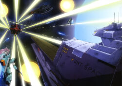  artist_request battle beam_cannon beam_rifle beam_shield earth_federation_space_forces energy energy_beam energy_gun explosion firing fleet gundam gundam_perfect_file holding holding_weapon javelin_(gundam) mecha mecha_focus mobile_suit nebula no_humans official_art radio_antenna robot roundel scene_reference science_fiction space spacecraft star_(sky) thrusters victory_gundam weapon zanscare zero_gravity 