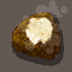  cheese food food_focus fried_rice from_above grey_background hisachan55cute onigiri original pixel_art shadow simple_background steaming_food triangle 