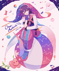  1boy aegyo_sal asymmetrical_gloves asymmetrical_sleeves baggy_pants ball beachball black_vest blue_boots blue_gloves blue_hat boots candy character_name coattails collared_vest commentary_request danganronpa_(series) danganronpa_v3:_killing_harmony dot_nose fang food frilled_sleeves frills full_body fur-trimmed_boots fur_trim ghost gloves hair_between_eyes halloween_costume hand_on_own_cheek hand_on_own_elbow hand_on_own_face hand_on_own_knee happy hat hat_print heart heart_print jack-o'-lantern jester_cap large_hat light_blush long_hair_between_eyes long_sleeves looking_at_viewer male_focus mismatched_gloves mismatched_sleeves official_alternate_costume oma_kokichi on_ball open_mouth pants plant purple_hair red_gloves red_hat red_pants sakura_(fein5862817) shirt short_hair short_sleeves sitting smile solo split-color_clothes striped_clothes striped_pants turtleneck turtleneck_shirt twitter_username two-tone_headwear vertical-striped_clothes vertical-striped_pants vest vines violet_eyes white_background white_shirt 