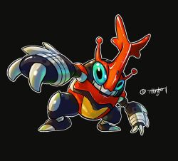  black_background eeldog full_body heracross highres kamen_rider looking_at_viewer no_humans pokemon pokemon_(creature) simple_background 