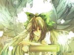  arm_cannon artist_request bow brown_hair hair_bow long_hair reiuji_utsuho solo touhou weapon wings 