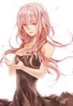  bad_id dress guilty_crown hair_ornament hairclip long_hair petals pink_hair red_eyes sleepy69 solo yuzuriha_inori 