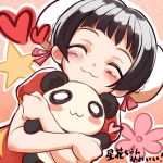  amatsuka_seika baby_princess black_hair blush bun_cover chinese_clothes closed_eyes double_bun eyes_closed hair_bun hug kuga_yoshito panda seika_(baby_princess) short_hair smile stuffed_animal stuffed_toy 