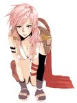 blush breasts capelet cleavage final_fantasy final_fantasy_xiii fingerless_gloves fujio_(anchor) gloves large_breasts lightning_farron long_hair pink_hair shoulder_pads 