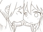  cheek_kiss hand_holding holding_hands kill_me_baby kiss monochrome multiple_girls necktie oribe_yasuna sabinaok school_uniform short_hair sonya_(kill_me_baby) yuri 