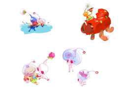  1boy absurdres aged_down backpack bag bald big_nose black_eyes blue_pikmin blue_skin brown_hat bucket bud child closed_eyes colored_skin commentary cowboy_hat decorated_cannon_beetle english_commentary flower furrowed_brow gloves hands_on_headwear hat helmet helping highres holding holding_shovel holding_unworn_clothes holding_unworn_hat jason_lupas lifting_person multiple_views no_mouth olimar partially_submerged pikmin_(creature) pikmin_(series) pink_flower pink_nose pointy_ears radio_antenna red_bag red_eyes red_gloves riding riding_animal sand shovel simple_background sitting solid_circle_eyes space_helmet spacesuit swimming triangle_mouth unworn_hat unworn_headwear walking white_background white_flower white_pikmin white_skin yellow_pikmin yellow_skin 