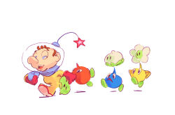  big_nose blue_eyes blue_pikmin brown_hair bud character_request commentary cosplay creature downturned_eyes english_commentary flower gloves happy helmet holding holding_creature holding_whistle jason_lupas leaf looking_at_creature mario olimar olimar_(cosplay) open_mouth parody pikmin_(series) pointy_ears pointy_nose radio_antenna red_gloves red_pikmin shadow short_hair simple_background smile space_helmet spacesuit super_mario_bros. teeth triangle_mouth upper_teeth_only walking whistle white_background white_flower yellow_pikmin 