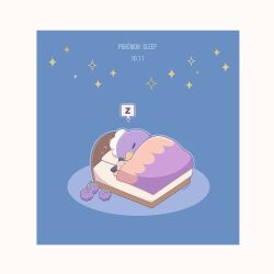  asgr_pww bed bed_sheet berry_(pokemon) blue_outline blue_skirt border closed_eyes dated drifblim holding holding_stuffed_toy lying no_humans on_back on_bed outline pokemon pokemon_(creature) pokemon_sleep skirt sleeping spoken_zzz star_(sky) star_(symbol) stuffed_animal stuffed_toy white_background white_border zzz 