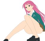  1girl akashiya_moka green_eyes highres legs long_hair miniskirt photoshop pink_hair rosario+vampire school_uniform skirt thighs vector_trace 