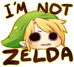  blonde_hair chibi earrings english face hat link male omocat pointy_ears simple_background solo source_request text the_legend_of_zelda truth white_background 