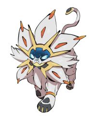  animal_focus animal_hands blue_sclera colored_sclera full_body lion looking_at_viewer mane no_humans pokemon pokemon_(creature) pokemon_focus simple_background solgaleo solo standing white_background white_eyes white_fur yumeminoideyu2 