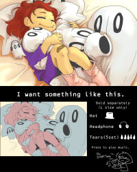  1other 2020 2d ambiguous_gender ankle_boots aoimomushi bandaid bandaid_on_knee blue_shirt blue_shorts boots brown_boots brown_hair character_doll child commentary cushion digital_media doll double_horizontal_stripe english_commentary flat_color frisk_(undertale) horizontal-striped_clothes hug human knees_up monochrome napstablook other_focus pillow pink_stripes shirt short_hair shorts simple_background socks solo striped_clothes striped_shirt two-tone_shirt undertale utdr_(toby_fox) white_background 