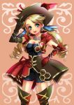  bike_shorts blonde_hair earrings gloves green_eyes hand_on_hip hat hips jewelry long_hair myriam necklace pink_background romancing_saga romancing_saga_minstrel_song saga shorts_under_skirt skirt smile solo thigh-highs thighhighs twintails zaido 